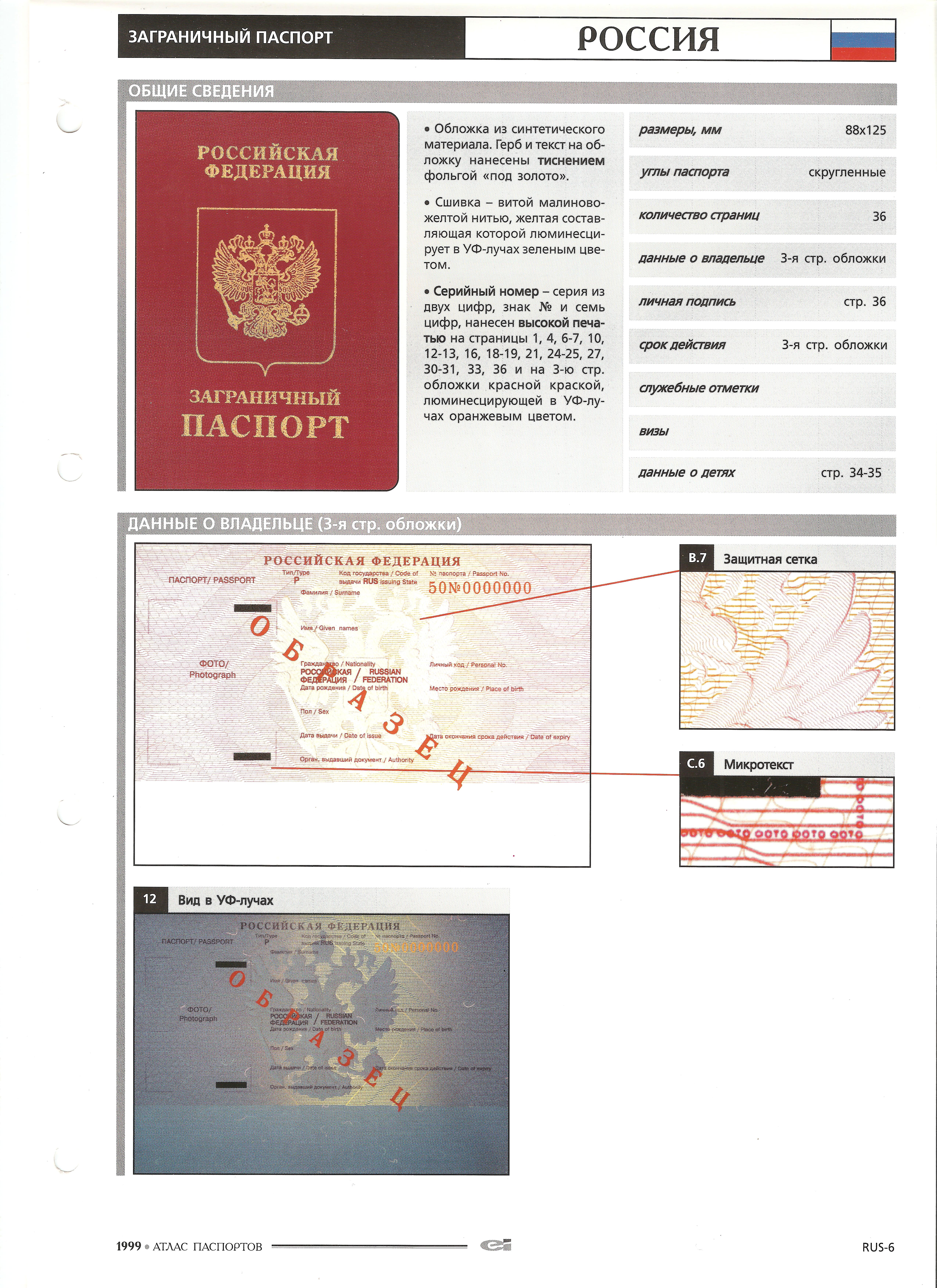 Размер паспорта